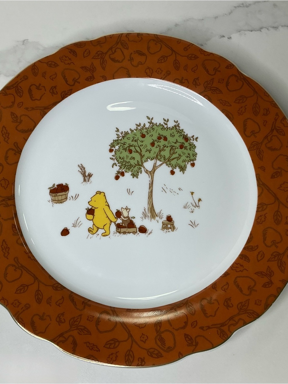 4 Disney Dinner Plates Winnie The Pooh Autumn 10.5” Apple Picking New